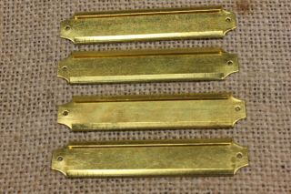 4 Card Holders Name Plates 1/2 X 2 - 1/2” Solid Brass Vintage Old Stock