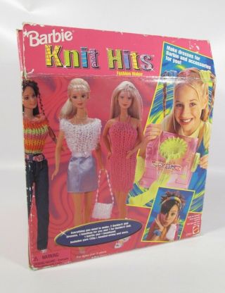 Vintage Barbie Knit Hits Knitting Machine 1998 Mattel Make Dresses