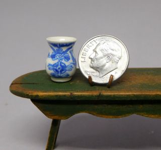 Vintage Jean Tag Blue White Porcelain Kingfisher Vase Dollhouse Miniature 1:12 2