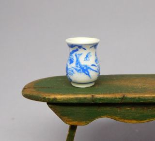 Vintage Jean Tag Blue White Porcelain Kingfisher Vase Dollhouse Miniature 1:12 3