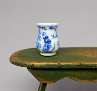 Vintage Jean Tag Blue White Porcelain Kingfisher Vase Dollhouse Miniature 1:12 4