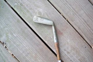 Antique Vintage Hickory Wood Shaft St Andrews Never Rust Flange Sole Jigger