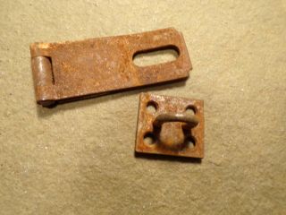 Vintage Antique Rustic Hinged Hasp Latch Lock Padlock Gate Door Chest 2