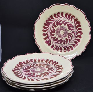 Adams Titian Ware Royal Ivory Pink Luster Floral Set Of 5 Plates Antique 1905