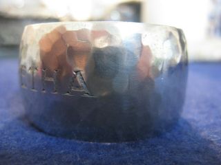 ARTS and CRAFTS HANDMADE and HAMMERED STERLING NAPKIN RING by JOR for RANDAHL 2