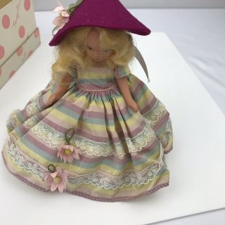 Vintage Nancy Ann Bisque Storybook Doll Jointed Slim Wobble Head Blonde Hat Box 2