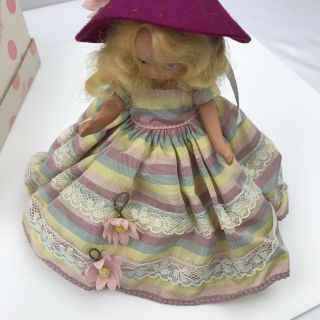 Vintage Nancy Ann Bisque Storybook Doll Jointed Slim Wobble Head Blonde Hat Box 5
