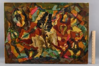 Vintage Edith Bry American Modernist Abstract Mixed Media Collage Paper Painting