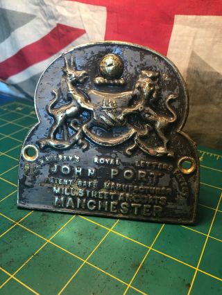 Antique/vintage Large Cast Brass John Port Safe Plaque/plate/sign/badge
