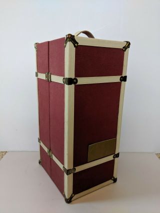 Vintage Burgundy Canvas Steamer Trunk Wardrobe Storage 18 " Doll Case