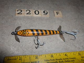 T2209b F Vintage Eger Wooden Minnow Fishing Lure Good Color