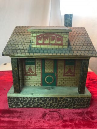 Antique Arts And Crafts Wooden Steciled Bungalow Doll House