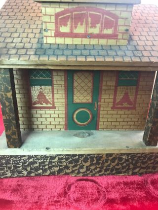 Antique Arts And Crafts Wooden Steciled Bungalow Doll House 7