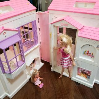 Vintage Barbie Folding Pretty House 16961 Dollhouse Mattel 1996 w/ accessories 2