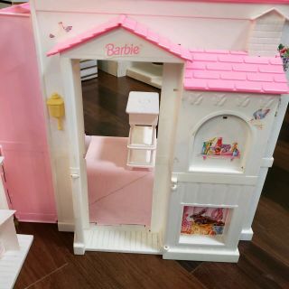 Vintage Barbie Folding Pretty House 16961 Dollhouse Mattel 1996 w/ accessories 7