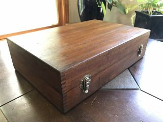 Vintage Wood Keepsake Box Chest With Dovetail Corners Antique Document Box