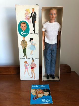 Vintage Mattel Blonde Ken Doll With Stand And Booklet