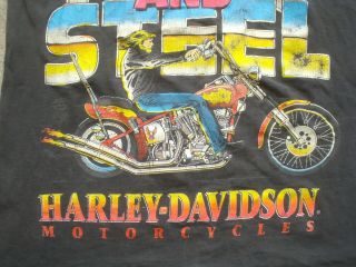 Vtg 90 ' s FIRE and STEEL Harley Davidson tank top black t - shirt Men ' s M 5