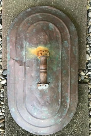 Antique Vintage All Copper Lid For Copper Boiler With Wood Handle Lid Only