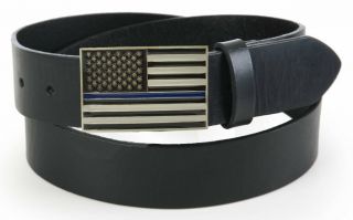 Thin Blue Line American Flag Police Memorial Rectangle Metal Belt Buckle 4