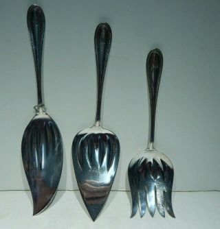 1903 Tiffany & Co Silverplate Large 3 Pc.  Dessert Serving Set In Norman Pattern