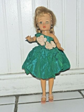 Vintage Little Miss Revlon Doll In Green Taffeta Balloon Dress - Honey Blond