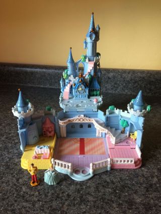 Vintage Polly Pocket Blue Castle With Cinderella And Prince Figure