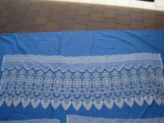 Vintage Holland Sheer Embroidered Valance & Swags Voile Curtains 5