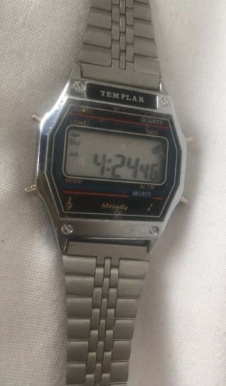 Vintage Melody LCD Watch Templar Gents Quartz NOS Still With Screen Film Cover 2