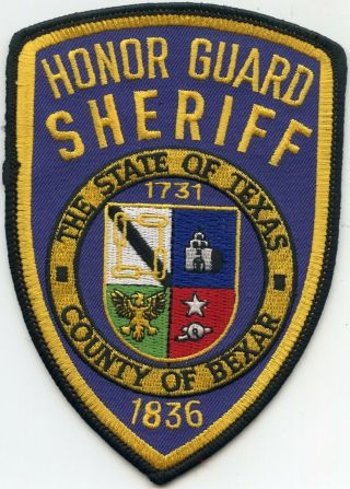 Bexar County Texas Tx Blue Background Honor Guard Sheriff Police Patch