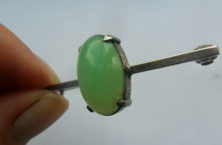 Vintage Antique Silver Jewellery Arts And Crafts Green Gemstone Brooch