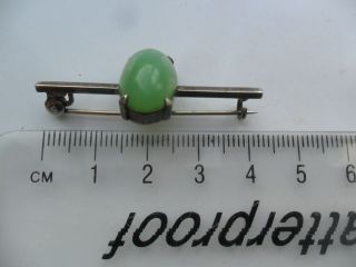 Vintage antique silver jewellery arts and crafts green gemstone brooch 2