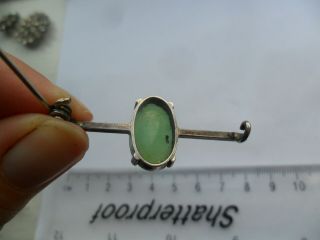 Vintage antique silver jewellery arts and crafts green gemstone brooch 5