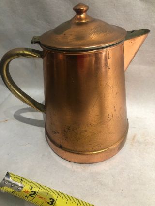 Vintage Tagus Copper Plated Coffee Pot Brass Handle Made In Portugal