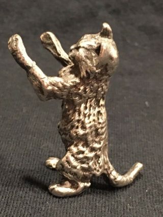 Sterling Silver Solid Miniature Playful Cat Kitten Kitty Figurine Figure Statue