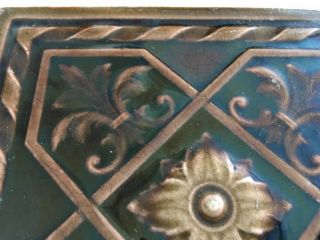 1879 - 1935 Antique American Encaustic Tile A.  E.  T.  Co Brown geometric Majolica 3
