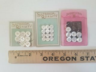 27 Mop Baby Buttons On Antique Cards Mother Of Pearl For Doll Clothes Or Crafts