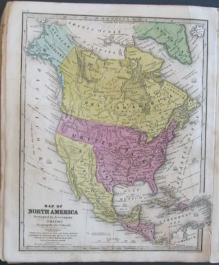 1839 Smith Map Of No.  America :republic Of Texas & Russian Amer.  Scarce