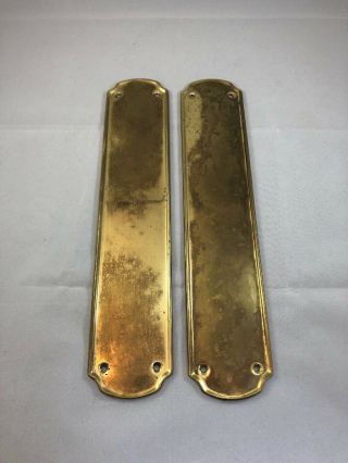 Pair Simple Brass Finger Plates Door Push Classic 12 "