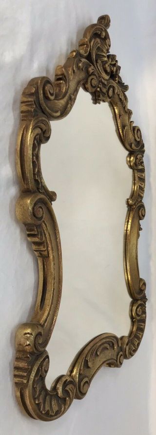 Vintage Mid 20th C Italian Florentine Gold & Red Hand Carved Mirror 3