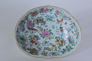 Antique Chinese Export Rose Canton Porcelain Dish 19th C