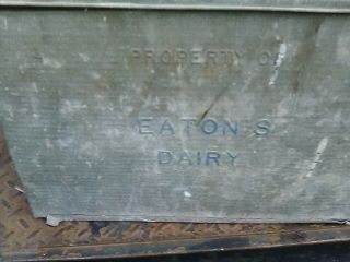 Antique Vintage Galvanized Eatons Dairy Porch Milk Box Cooler
