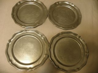 Set Of 4 Vintage Wilton Aluminum Or Pewter 10 1/2 Inch Serving Plates