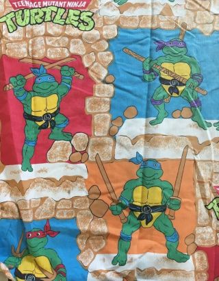 Vintage 1988 Tmnt Teenage Mutant Ninja Turtles Twin Fitted Sheet