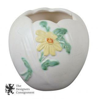 Antique 1930s Weller Pottery Flower Vase Bowl Planter Daisy Small Jardiniere