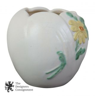 Antique 1930s Weller Pottery Flower Vase Bowl Planter Daisy Small Jardiniere 2