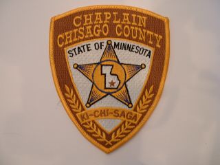 Chisago Co.  Sheriff Chaplain Police Obsolete Cloth Shoulder Patch Minnesota Usa