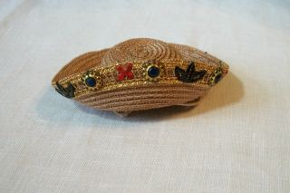 Vintage Madame Alexander Kin Wendy Horsehair Hat With Metal Embellishments.