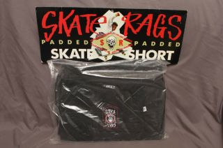 Vtg Skate Rags Black Padded Shorts Nos Size 30 90 