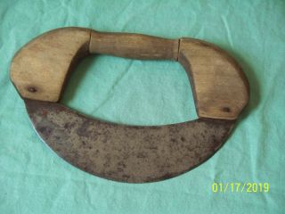 Antique Primitive Dough Cutter Food Chopper With Steel Blade And Wood Handle